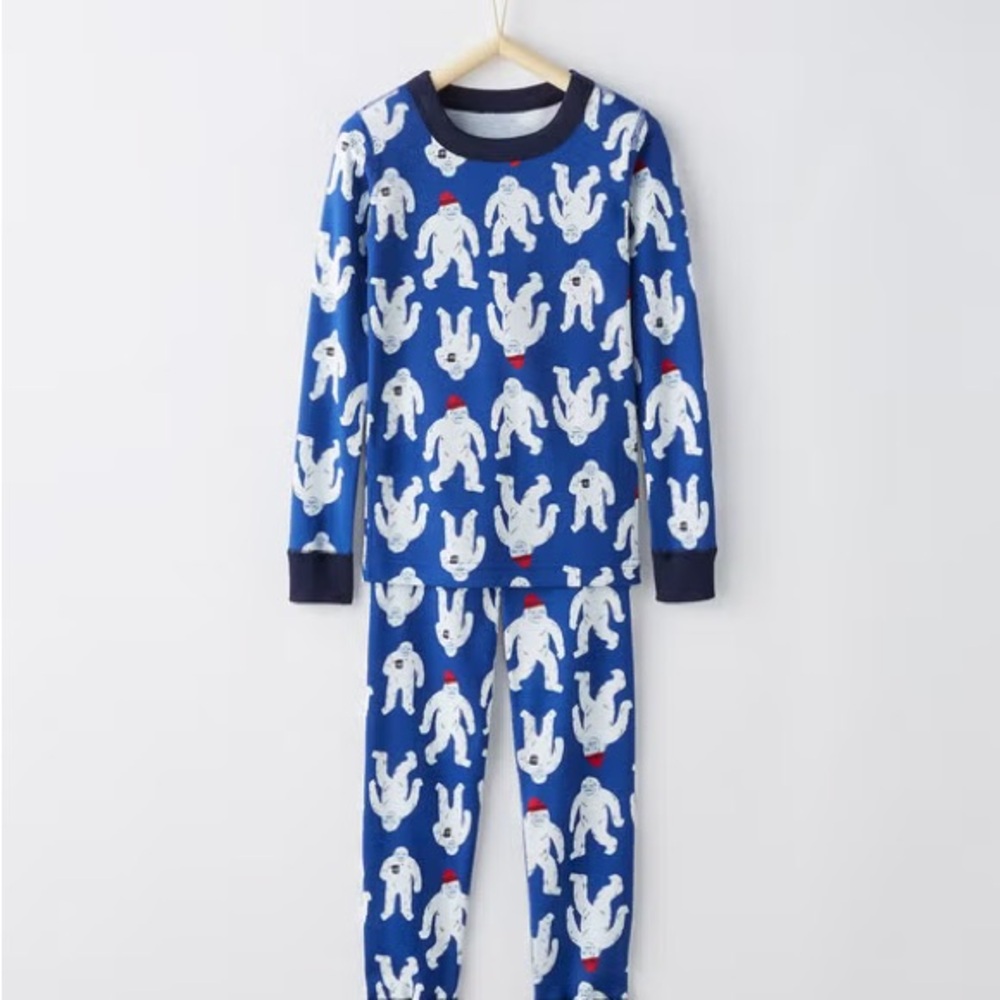 Hanna Andersson Kids Navy Snowflake and Yeti Pajama Lot, sz 6-7, 8 - Picture 4 of 4